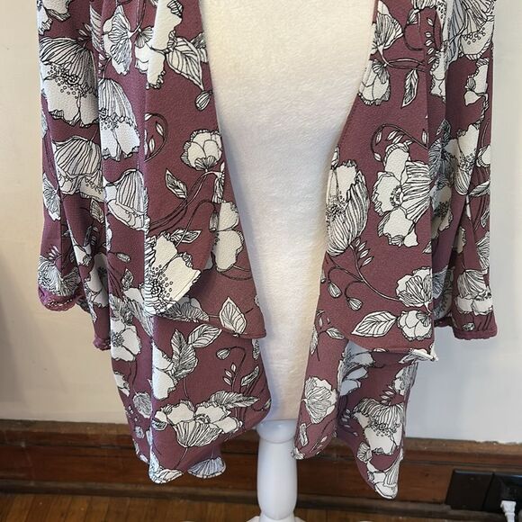 Cameo Appearance mauve white floral open lightweight cardigan Size 1X EUC - Picture 7 of 9